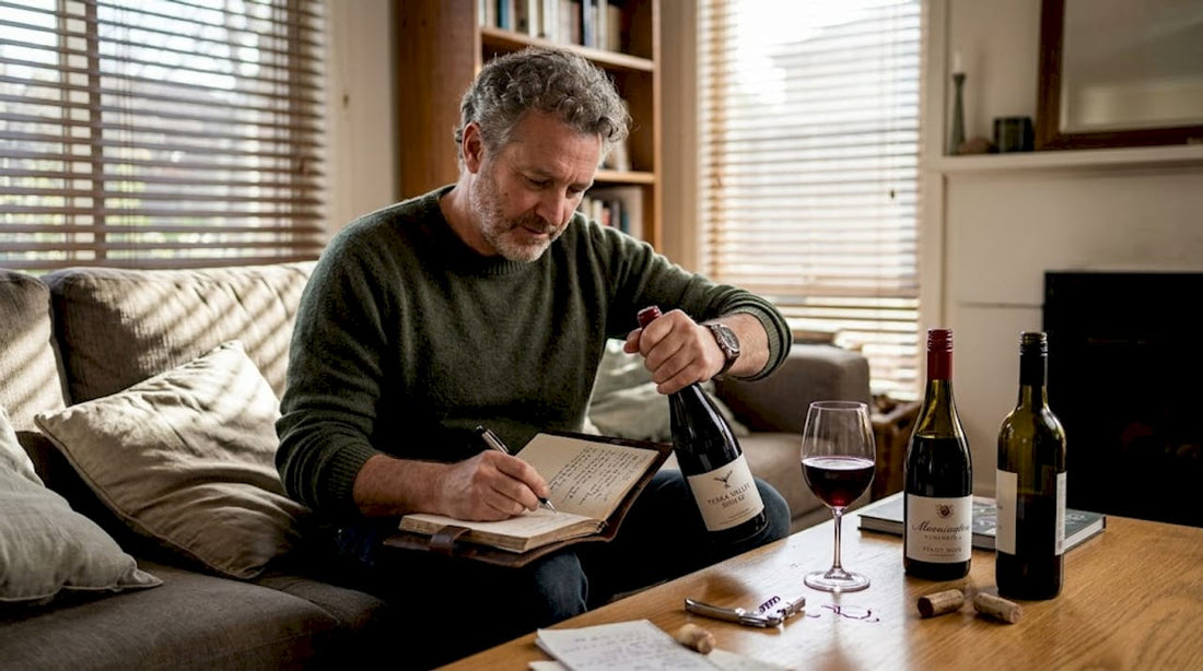 Wine collector uncorking rare bottle at home