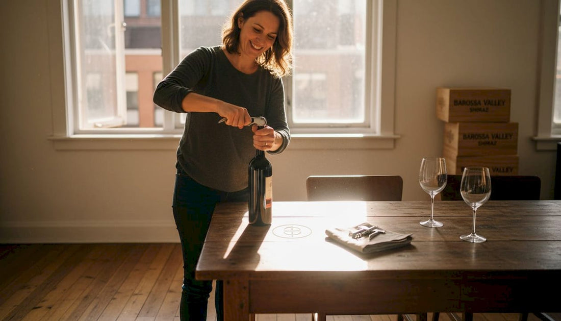 Uncorking exclusive wine at home table