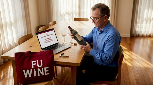 Sommelier inspecting vintage wine bottle