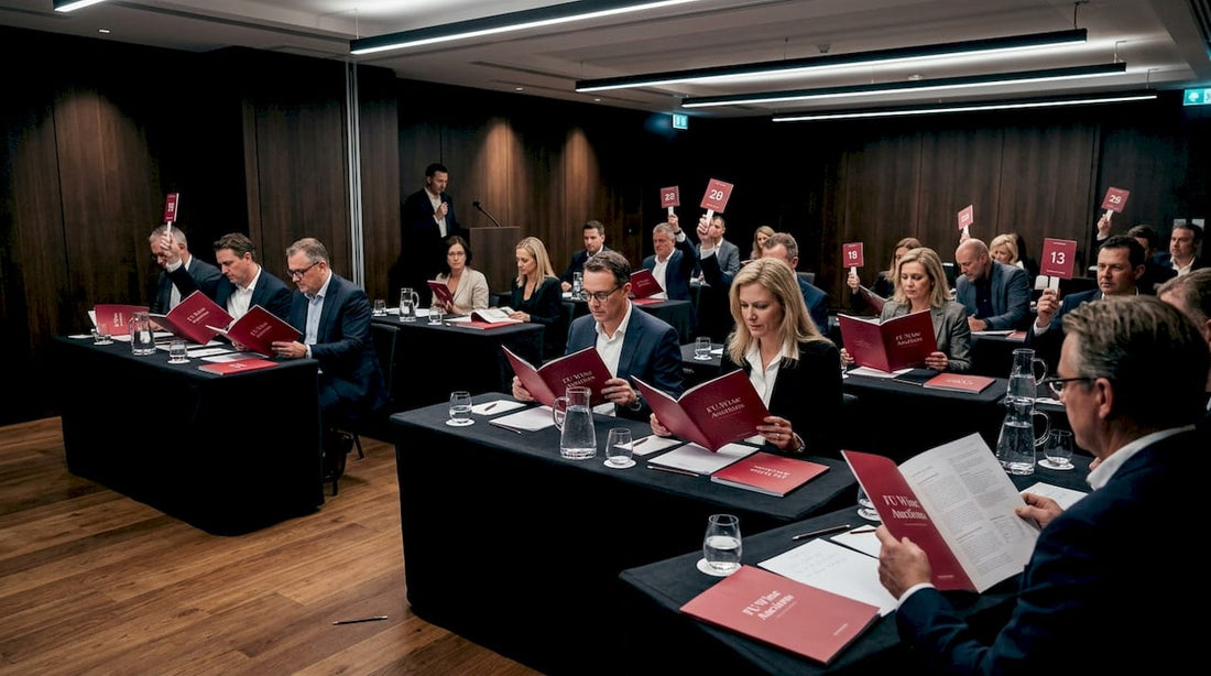 Attendees bid at hotel wine auction event