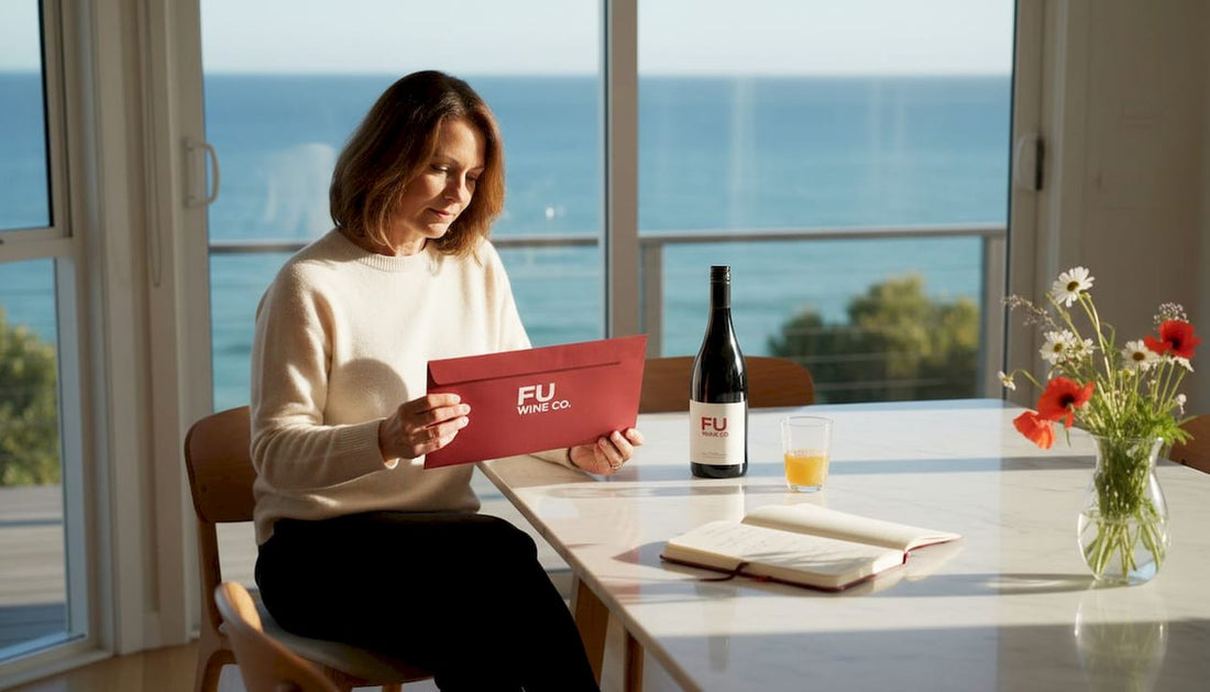 Woman opening rare wine at sunlit kitchen table