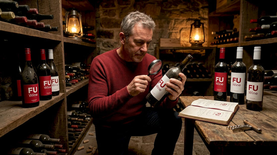 Wine collector organizing bottles in cellar
