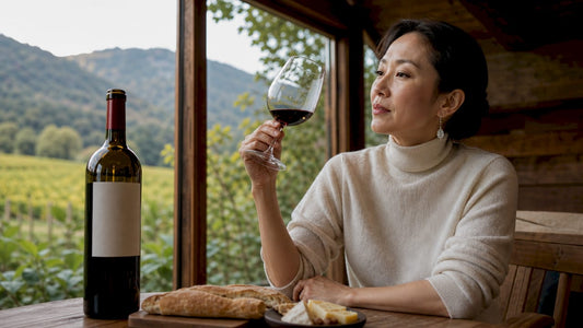 Woman tasting premium red wine in tasting room