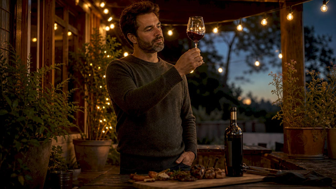 Man tasting bold red wine in wine bar