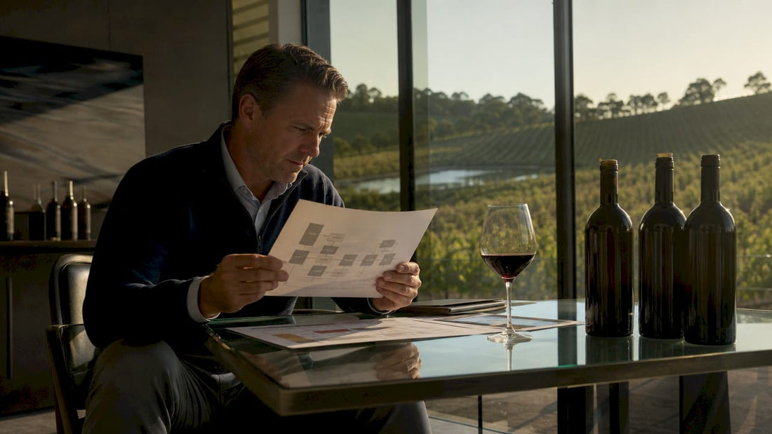 Man reviewing wine distribution documents