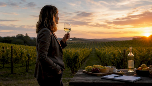 Sommelier tasting white wine in cellar
