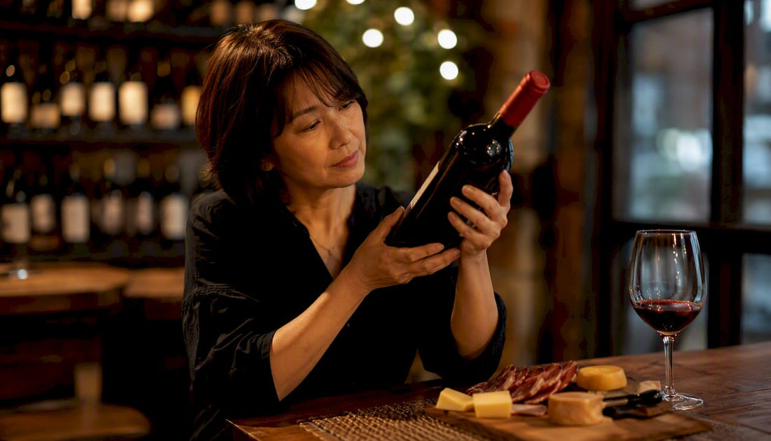Woman selecting premium wine bottle in boutique