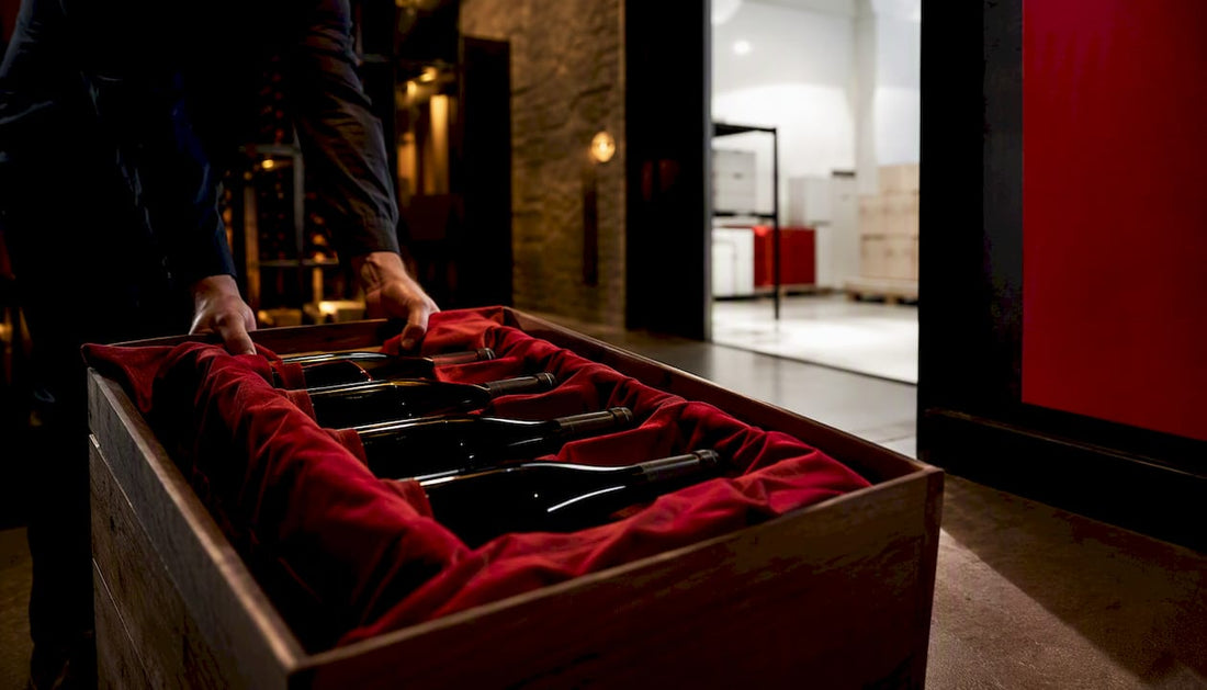 Cellar aged wine parcel prepared for dispatch