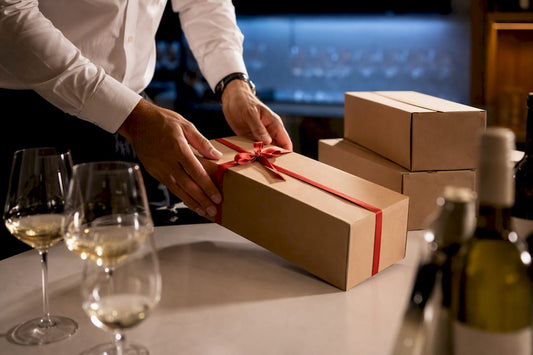 Corporate wine gifting arrangement in tasting room
