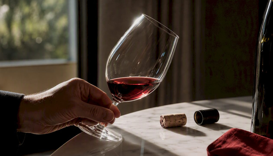 Wine glass and cork gathered as fault evidence